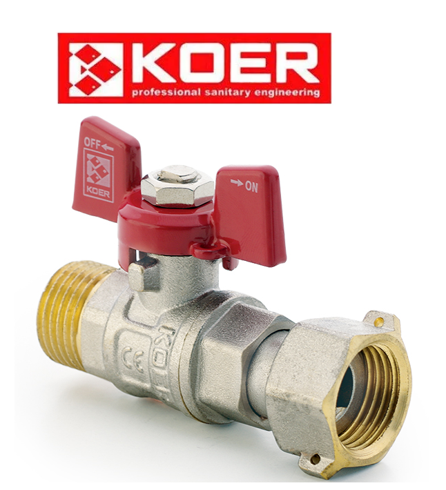 Кран кульовий з накидною гайкою Koer 1/2" KR.220 ГШБ (Чехія), фото 1