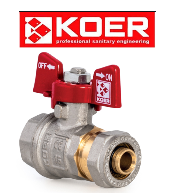 Кран латунний кульовий Koer WING 16×1/2"M KR.352 (Чехія), фото 1