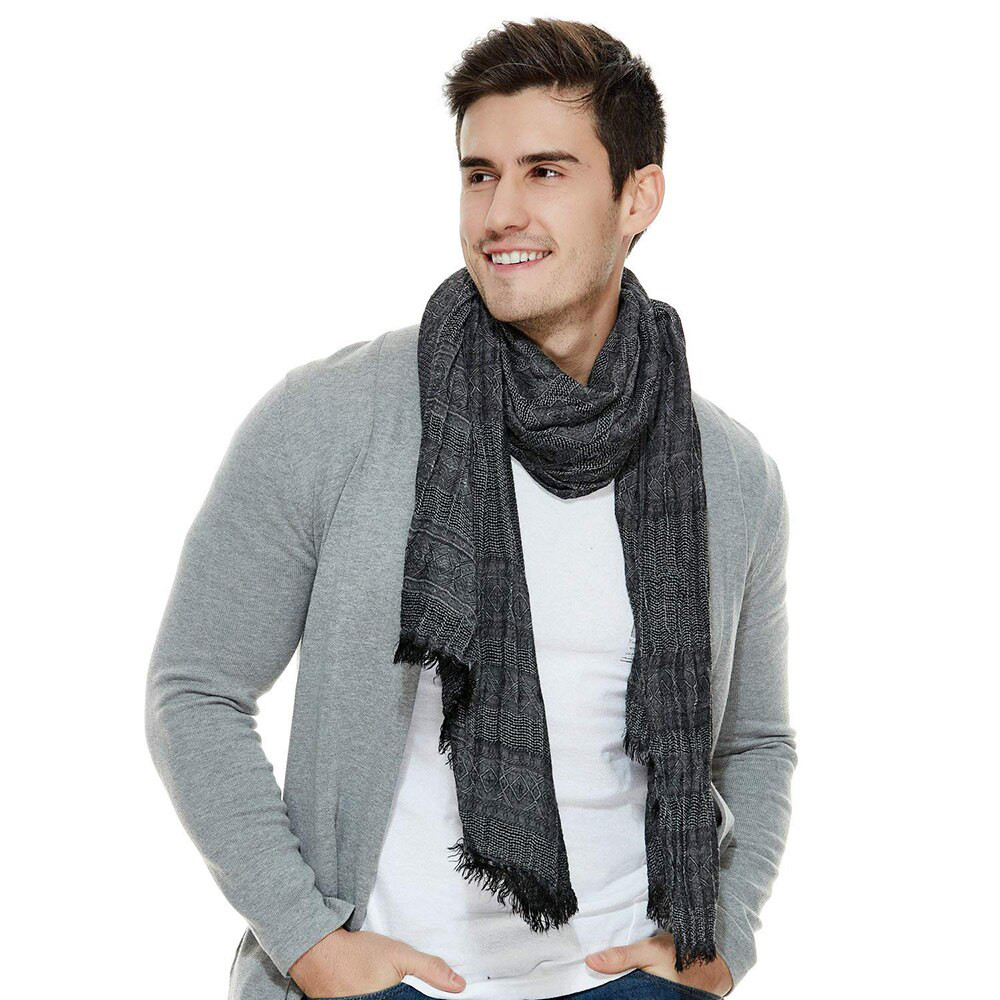 Мужской шарф жатка бежевий тонкий стильний