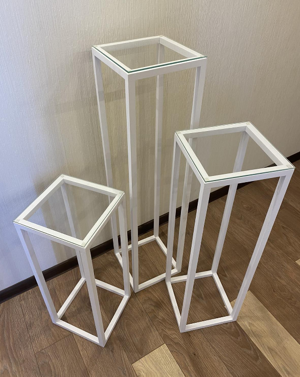 Комплект підставок з дерева і скла для квітів 3 штуки Manific Decor