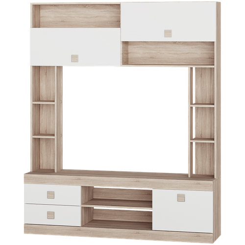 Светлая стенка в гостиную с открытыми полками, с тв нишей Эверест ...