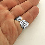 Кільце срібне Перо безрозмірне, фото 5