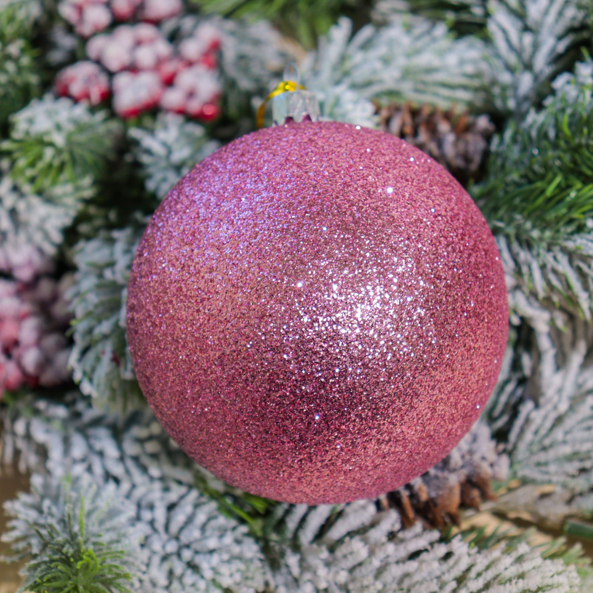 🔥 Вау! Ялинкова куля Bonita 10 см Блискуча, Фуксія