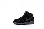 Зимові чоловічі кросівки Nike Air Force 1 High LV з хутром теплі замш черные. Фото в живу. Чоботи зимові, фото 6