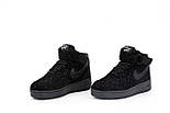 Зимові чоловічі кросівки Nike Air Force 1 High LV з хутром теплі замш черные. Фото в живу. Чоботи зимові, фото 5