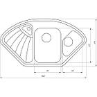 Мийка для кухні гранітна кутова GLOBUS LUX AVERNO 1060x575x190мм на півтори чаші сіра 000007696, фото 6
