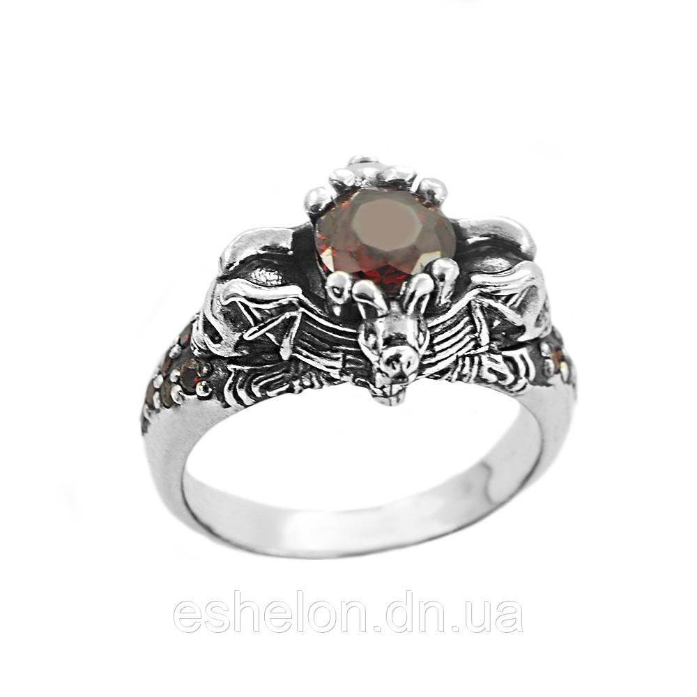 Авторське жіноче кільце зі срібла Череп та Летучі Миші, фото 1