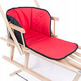 Санки дерев'яні зі спинкою, штовхачем + тепла вкладка Червоний, фото 2