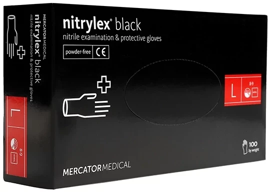 Нітрилові рукавички Nitrylex Basic Black L (100 шт./пач.)