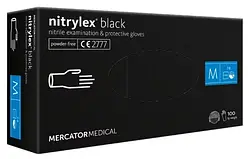 Нітрилові рукавички Nitrylex Basic Black M (100 шт./пач.)