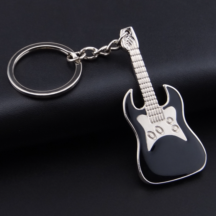 Брелок для ключів музичний, Гітара, металевий (чорний), фото 1