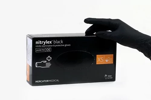 Нітрилові рукавички Nitrylex Basic Black XS (100 шт./пач.)