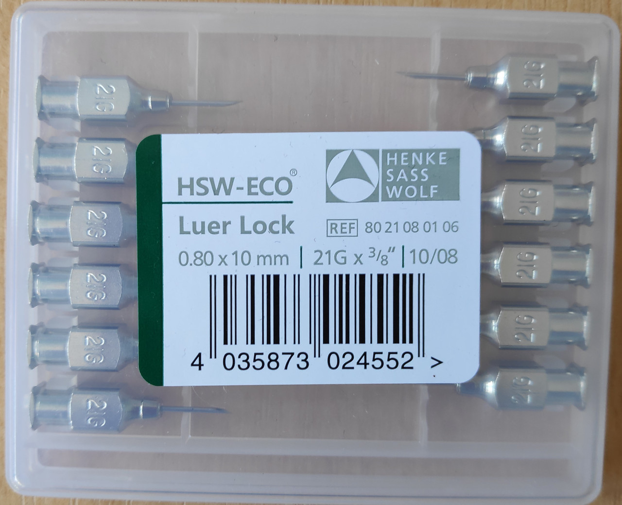 Голка ветеринарна багаторазова 21G 0,8 x 10мм LL HSW-ECO, 12 шт/упак, фото 1