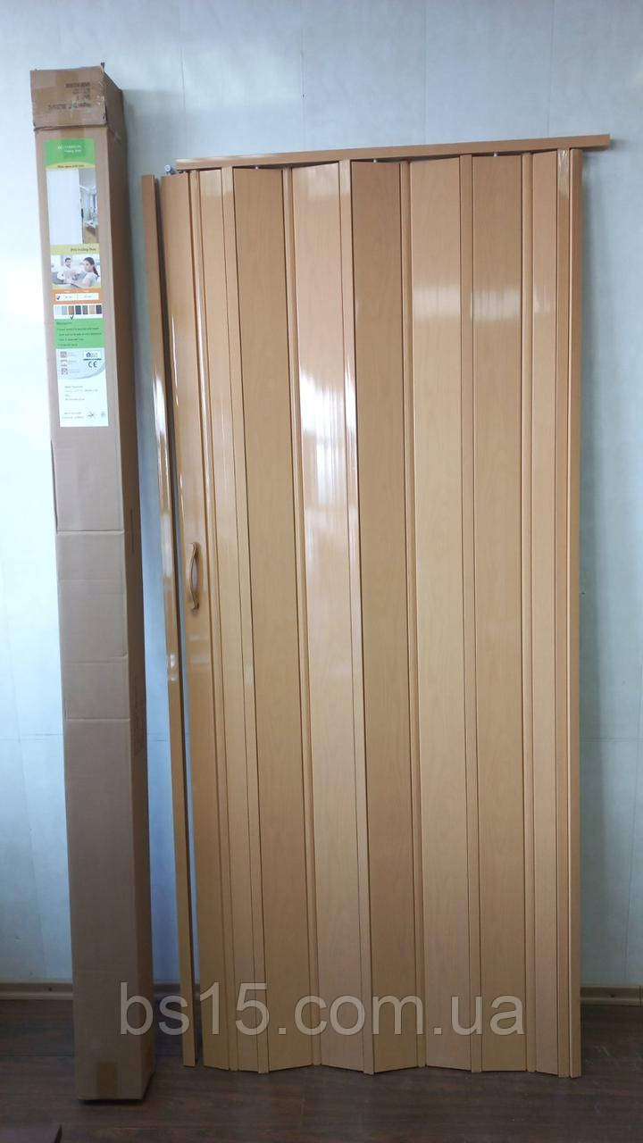 Двері гармошка No3 дуб світлі 860*2030*10 мм еліт складана, фото 1