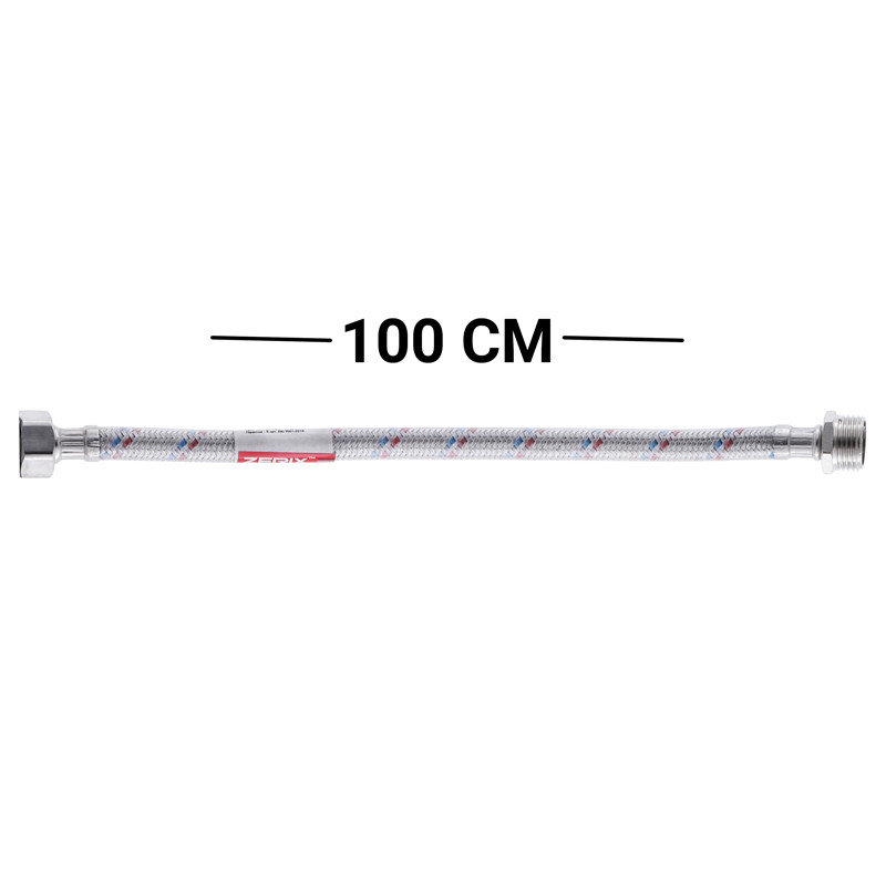 Шланг гнучкий для підключення води ZERIX зв-вн 1/2"x1/2" 100 см 63150 ZX3022