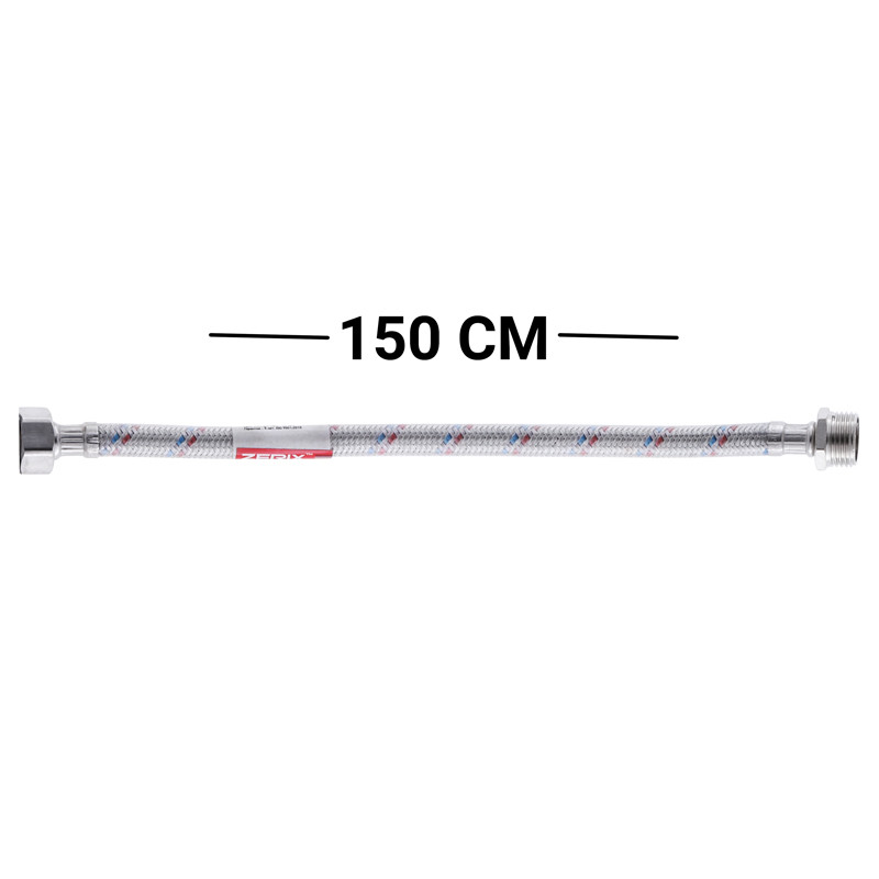 Шланг гнучкий для підключення води ZERIX зв-вн 1/2"x1/2" 150 см 63557 ZX3024