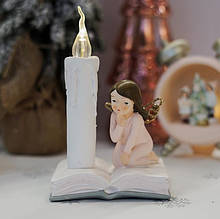Новорічна статуетка "Різдвяна фея і свічка" 16,5х8х12 см (кераміка) світиться