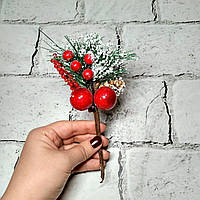 Декор новогодний, Веточка ягоды с шишкой