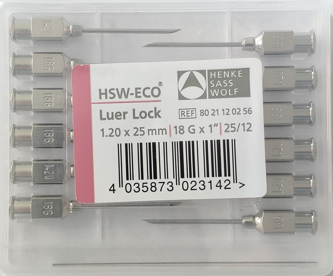 Голка ветеринарна многразова 18G 1,2 x 25 мм LL HSW-ECO, 12 шт./упак