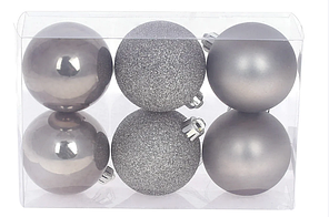 Набір куль пласт. у кор-ці 6см 6шт теплий сірий №147-148/Bonadi/(64)