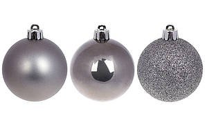 Набір куль пласт. у кор-ці 8см 12шт теплий сірий №147-150/Bonadi/(12)