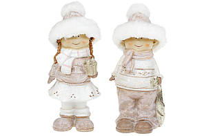 Фігурка декор.полістоун"Діти в хутряних шапках"19см,2вида,рожевий№823-814/Bonadi(6)