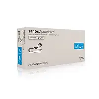 Перчатки латексные MERCATOR Santex Powdered WHITE опудренные, размер M(100шт/уп)