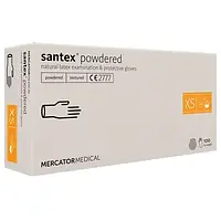 Перчатки латексные MERCATOR Santex Powdered WHITE опудренные, размер XS(100шт/уп)