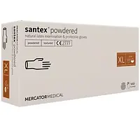 Перчатки латексные MERCATOR Santex Powdered WHITE опудренные, размер XL (100шт/уп)