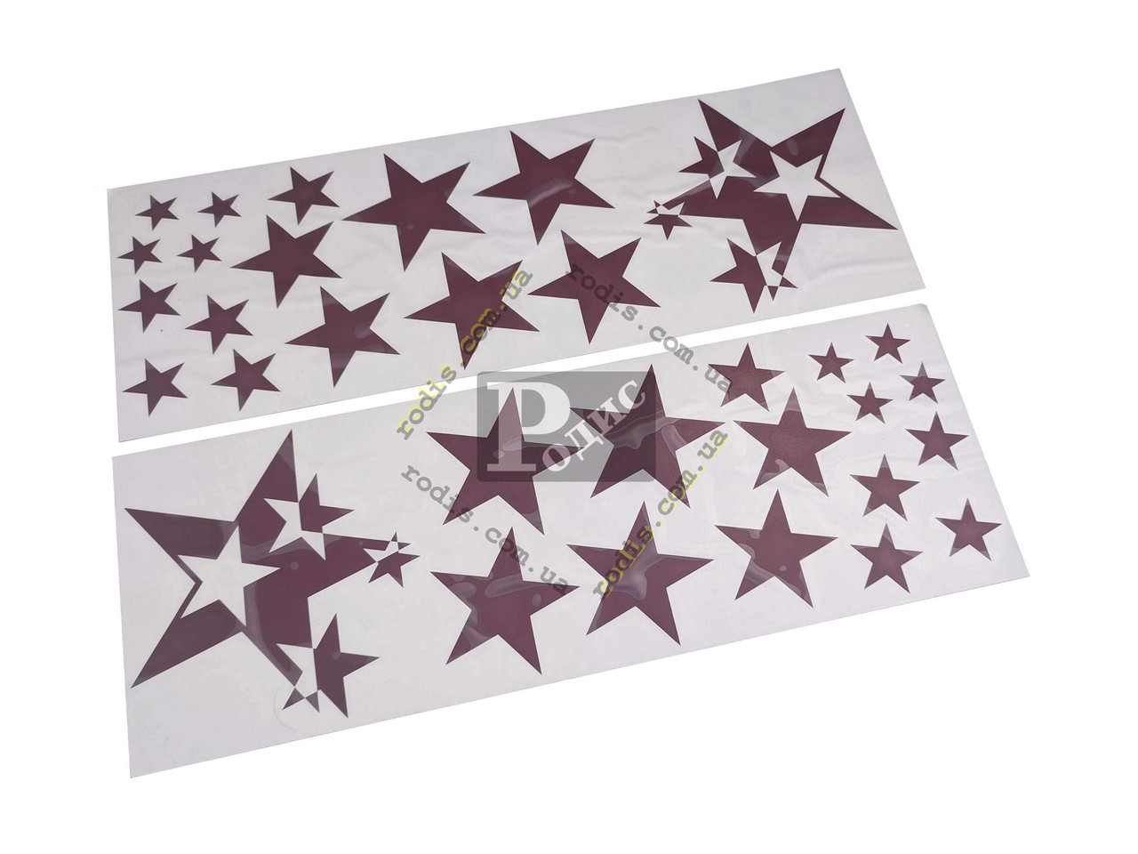 Наклейка на автомобіль Зірки насипом, бордові (l = 500 мм, b = 175 мм)