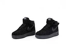 Зимові кросівки Nike Air Force Black з хутром, чоловічі кросівки. ТОП Репліка ААА класу., фото 2