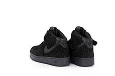 Зимові кросівки Nike Air Force Black з хутром, чоловічі кросівки. ТОП Репліка ААА класу., фото 3