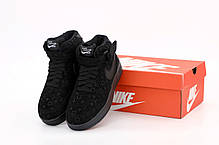 Зимові кросівки Nike Air Force Black з хутром, чоловічі кросівки. ТОП Репліка ААА класу., фото 2