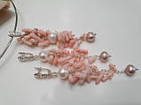 Комплект срібний "Рожеві корали" підвіска та сережки, фото 3