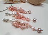 Комплект срібний "Рожеві корали" підвіска та сережки, фото 5