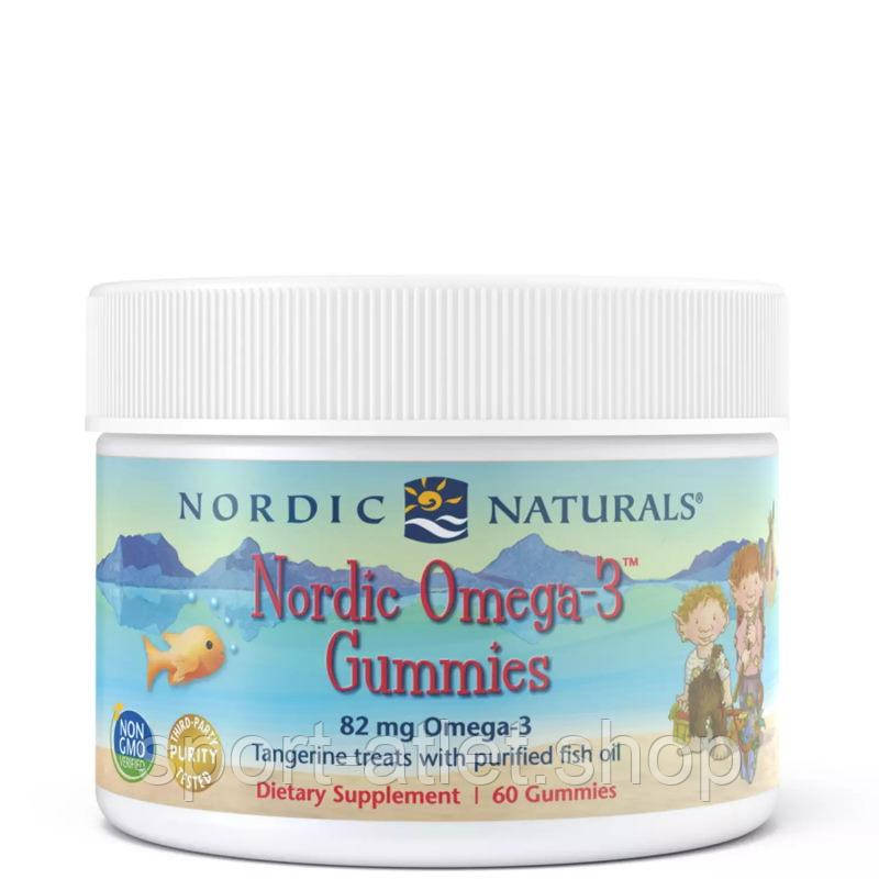 Жирні кислоти Nordic Naturals Nordic Omega-3 Gummies, 60 желейок мандарин, фото 1