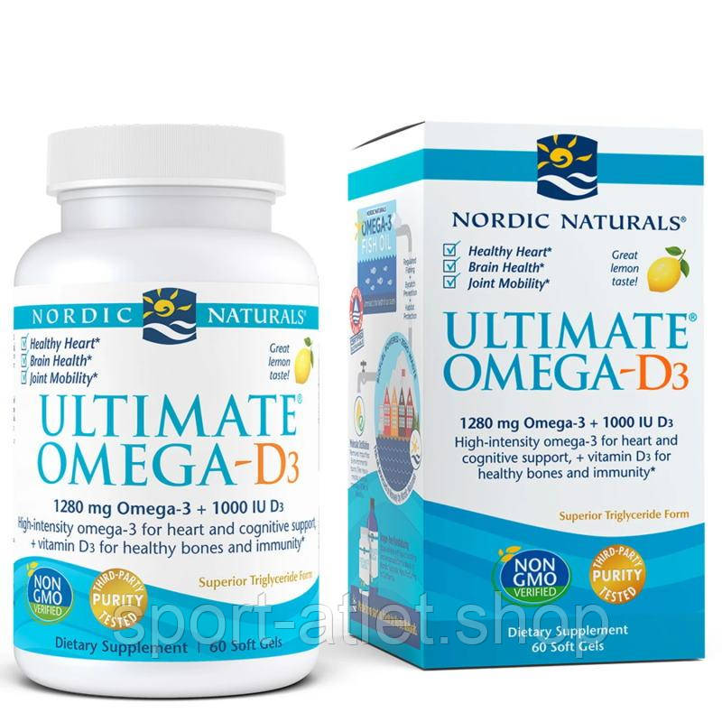 Жирні кислоти Nordic Naturals Ultimate Omega-D3, 60 капсул, фото 1