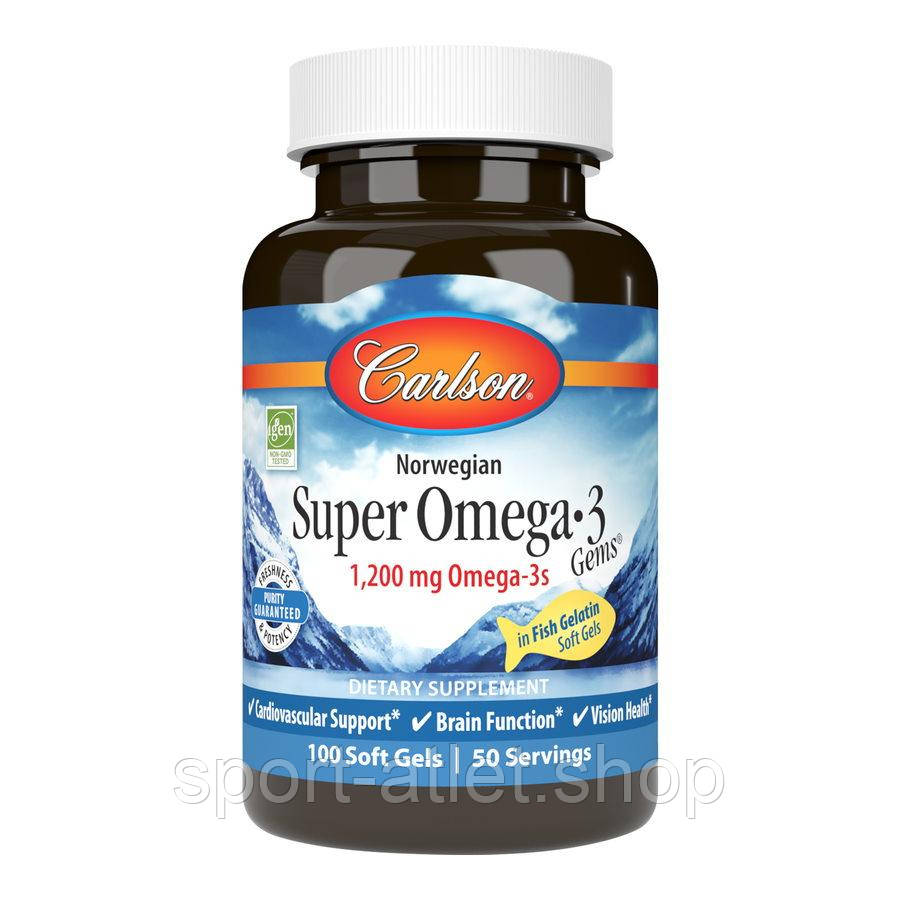 Жирні кислоти Carlson Labs Norwegian Super Omega-3 Gems 1200 mg, 100 капсул