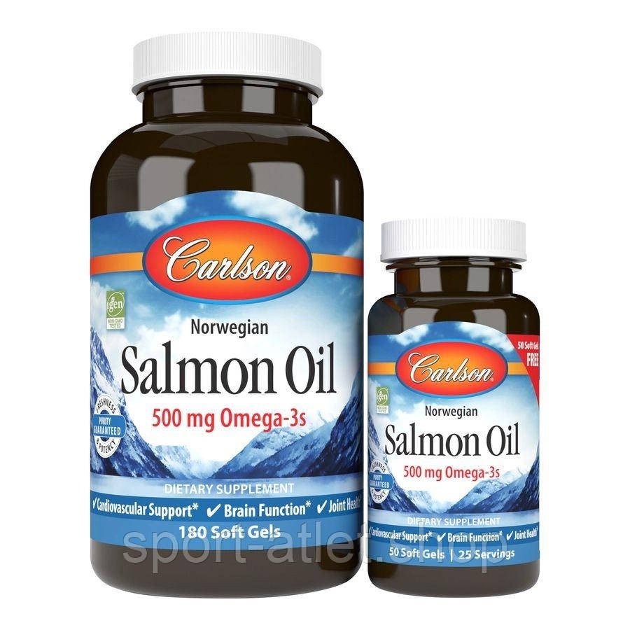 Жирні кислоти Carlson Labs Salmon Oil, 180+50 капсул, фото 1