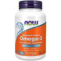 Жирные кислоты NOW Molecularly Distilled Omega-3, 90 капсул