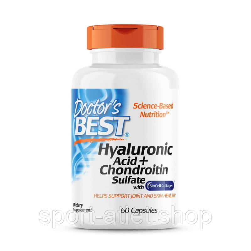 Препарат для суглобів і зв'язок Doctor's Best Hyaluronic Acid with Chondroitin Sulfate, 60 капсул, фото 1