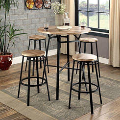 Високий стіл і 4 стільця круглих форм комплект в стилі лофт
