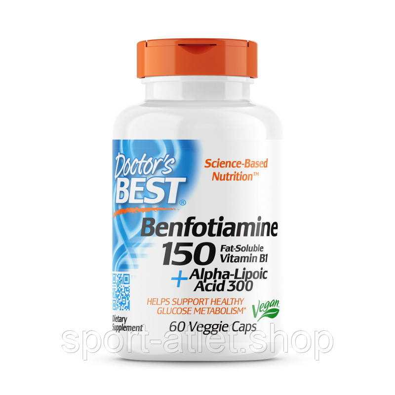 Натуральна добавка Doctor's Best Benfotiamine + ALA, 60 вегакапсул