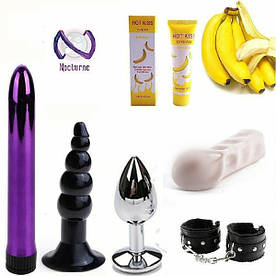 Набір секс-іграшок 6 в 1 Super Orgazm: вібратор, анальні пробки, наручники, вагіна, лубрикант