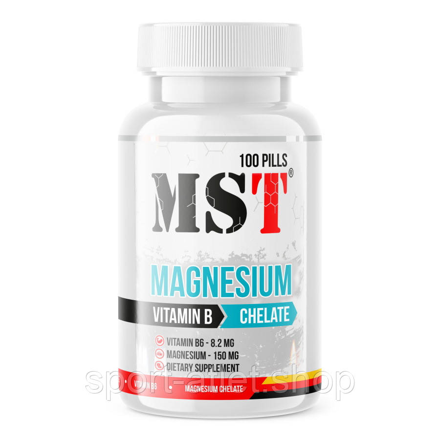 Вітаміни та мінерали MST Magnesium Chelate Plus Vitamin B6, 100 таблеток