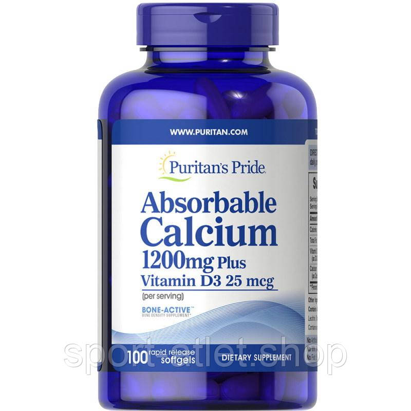 Вітаміни та мінерали Puritan's Pride Absorbable Calcium with Vitamin D, 100 капсул