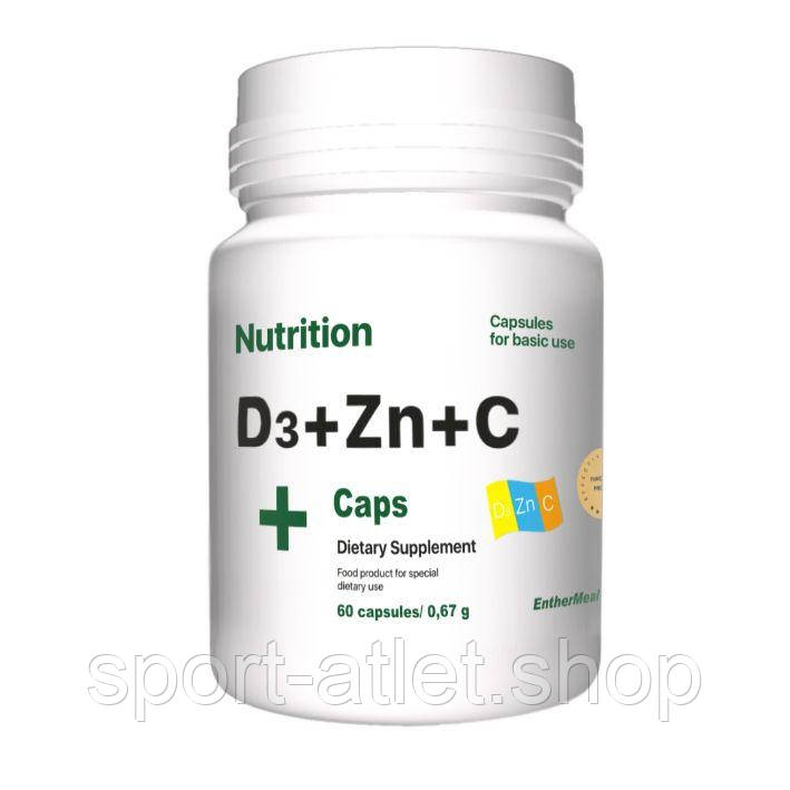 Вітаміни та мінерали EntherMeal D3 + Zinc + С, 60 капсул, фото 1