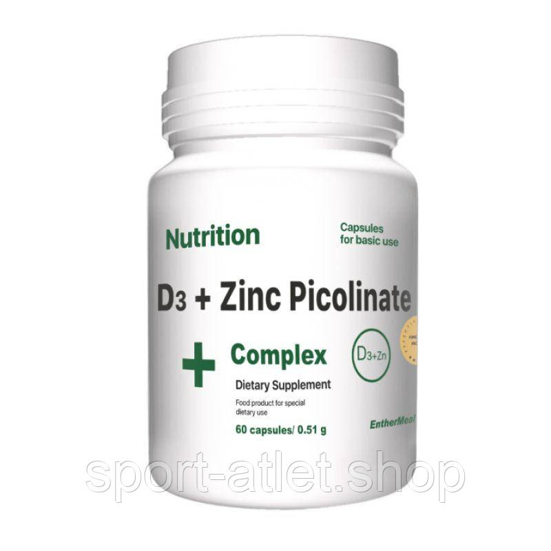 Вітаміни та мінерали EntherMeal D3 + Zinc Picolinate Complex, 60 капсул, фото 1