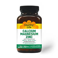 Витамины и минералы Country Life Calcium Magnesium Zinc, 250 таблеток