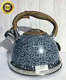 Чайник зі свистком 3 л мармурове покриття Edenberg EB-1986 Чайник для індукційної плити Чайник газовий, фото 5